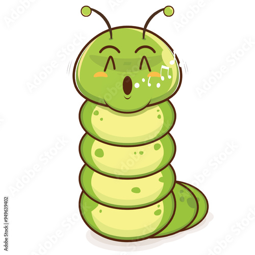 worm whistling face cartoon cute