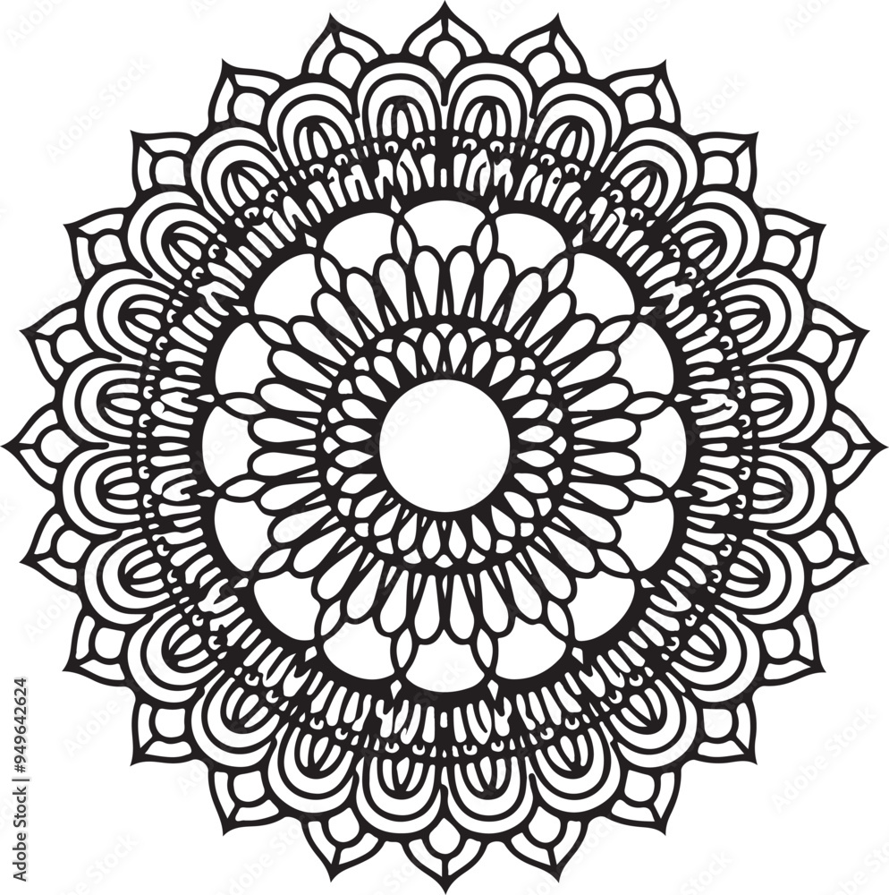 Full-page mandala design silhouette design vector on a white background Full-page mandala design silhouette design vector on a white background