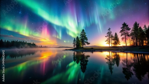 vibrant auroral twilight silhouette dreamy atmospheric backlight misty cinematic introspective nostalgic photo