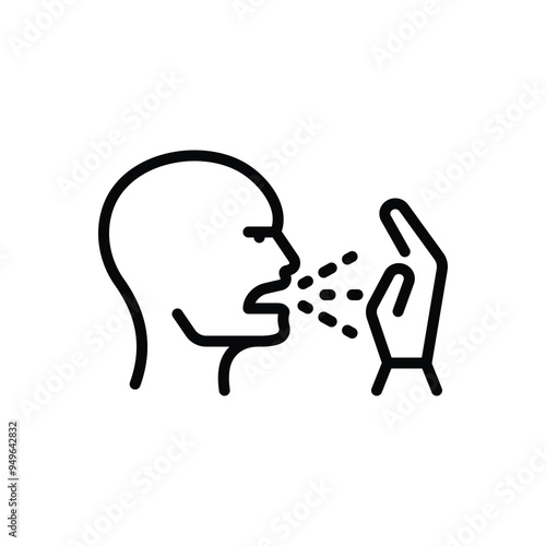Black line icon for cough