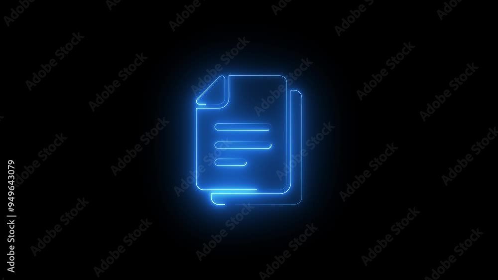 Neon file documents uploading icon 4k animation . Glowing blue neon document sign. Neon file documents uploading icon 4k animation . Glowing blue neon document sign.
