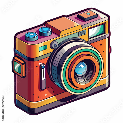 Old fashioned vintage camera vector illustration 