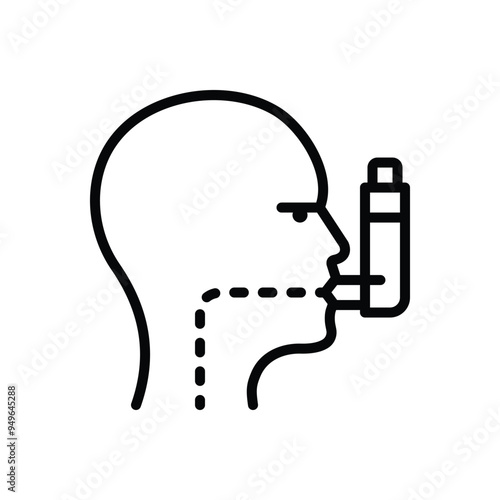 Black line icon for asthma