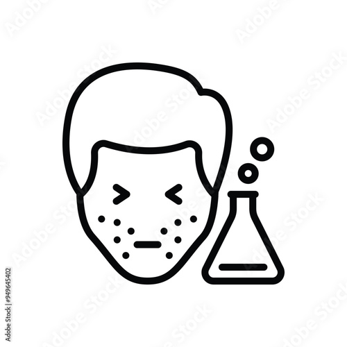 Black line icon for chemical allergy