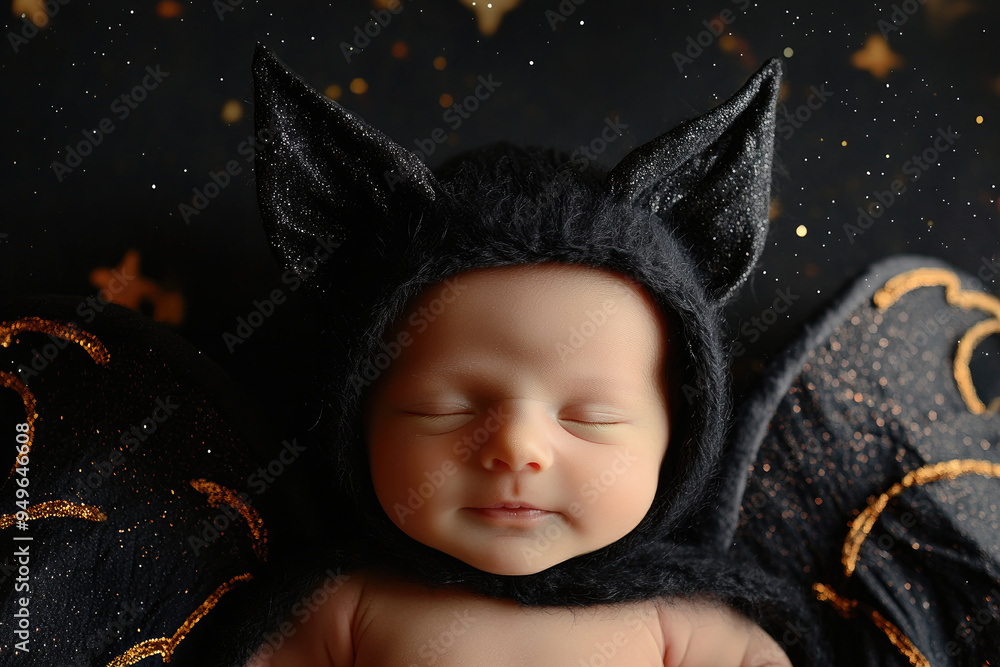 Adorable Newborn Baby Dressed as a Bat for Halloween Adorable Newborn Baby Dressed as a Bat for Halloween