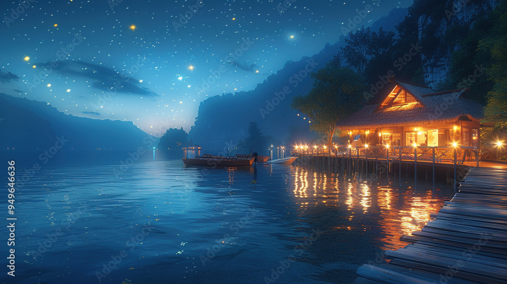 Fototapeta premium Serene Night at the Harbor