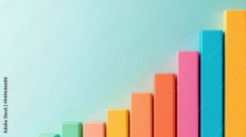 Abstract Geometric Statistical Bars on Clean Gradient Background with Copy Space Abstract Geometric Statistical Bars on Clean Gradient Background with Copy Space