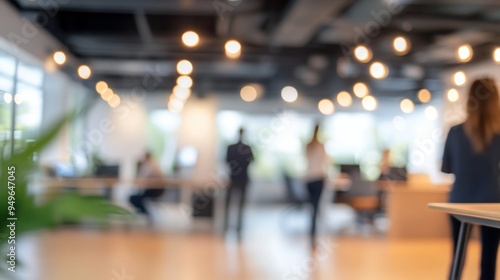 Business office with blurred people casual wear, with blurred bokeh background