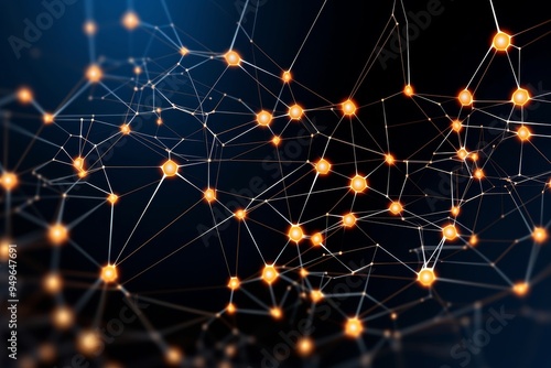 Wallpaper Mural Abstract Network: Glowing Connections in Digital Space Torontodigital.ca