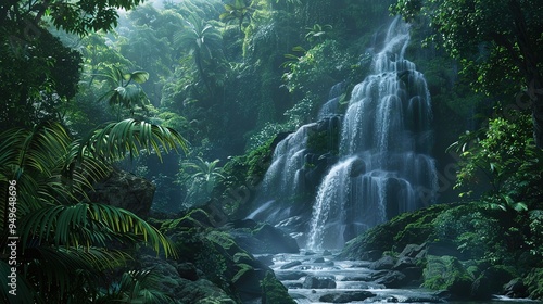 Tropical waterfall wallpaper