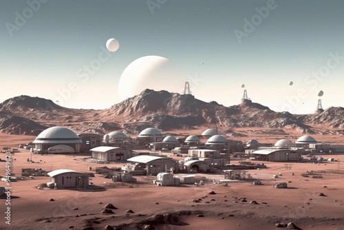 Futuristic City on a Red Planet: A Space Colony Concept photo