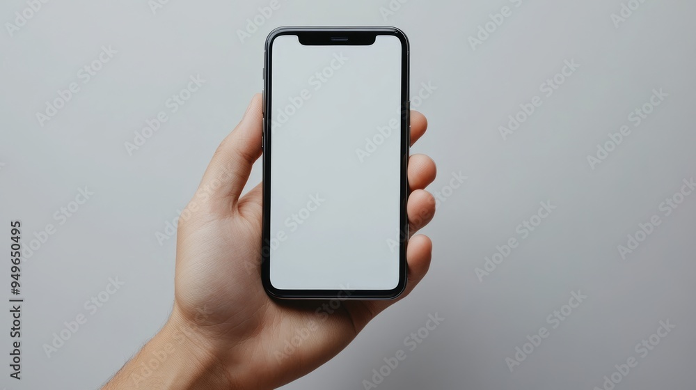 modern smartphone with white screen in left hand on transparent background, smartphone in hand, png mockup for any background and any image on the screen modern smartphone with white screen in left hand on transparent background, smartphone in hand, png mockup for any background and any image on the screen