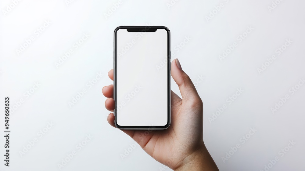 modern smartphone with white screen in left hand on transparent background, smartphone in hand, png mockup for any background and any image on the screen modern smartphone with white screen in left hand on transparent background, smartphone in hand, png mockup for any background and any image on the screen