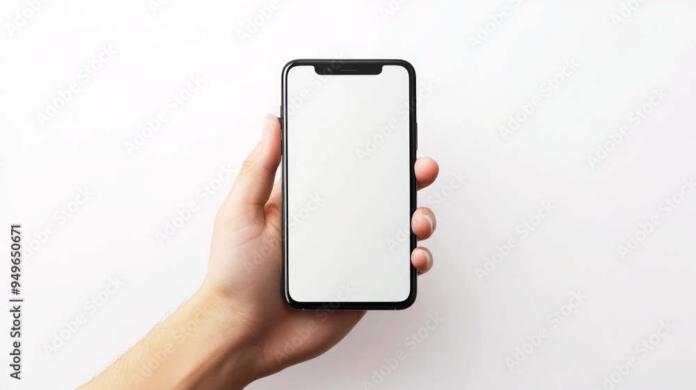 modern smartphone with white screen in left hand on transparent background, smartphone in hand, png mockup for any background and any image on the screen modern smartphone with white screen in left hand on transparent background, smartphone in hand, png mockup for any background and any image on the screen