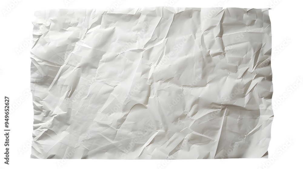 White crumpled large piece of blank paper isolated on transparent background White crumpled large piece of blank paper isolated on transparent background