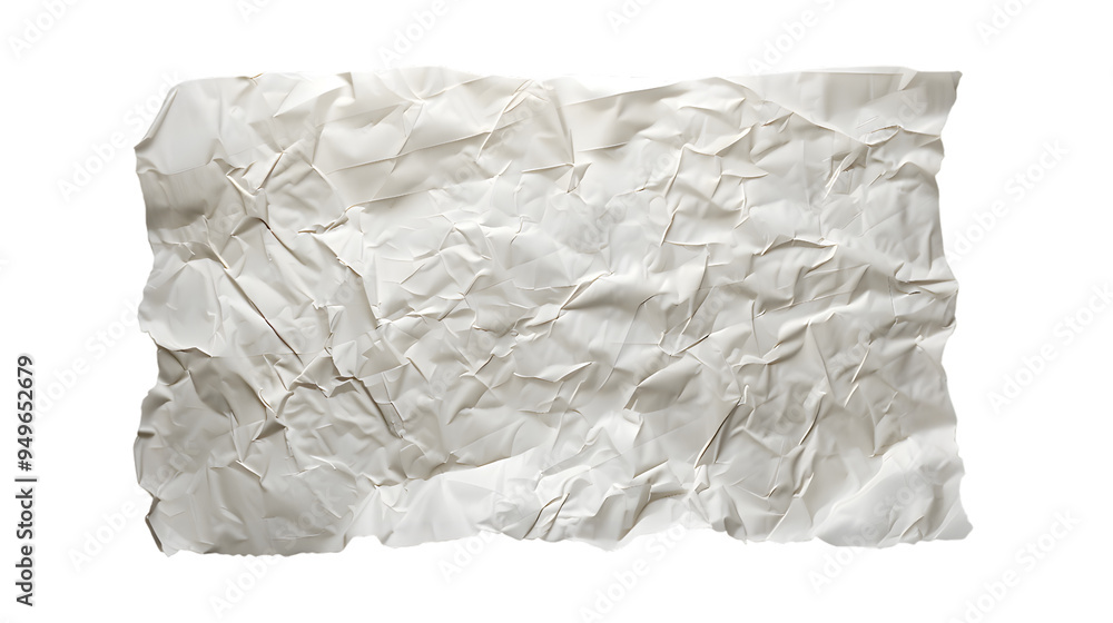 White crumpled large piece of blank paper isolated on transparent background White crumpled large piece of blank paper isolated on transparent background