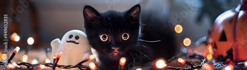 Mischievous Black Kitten Ta...
