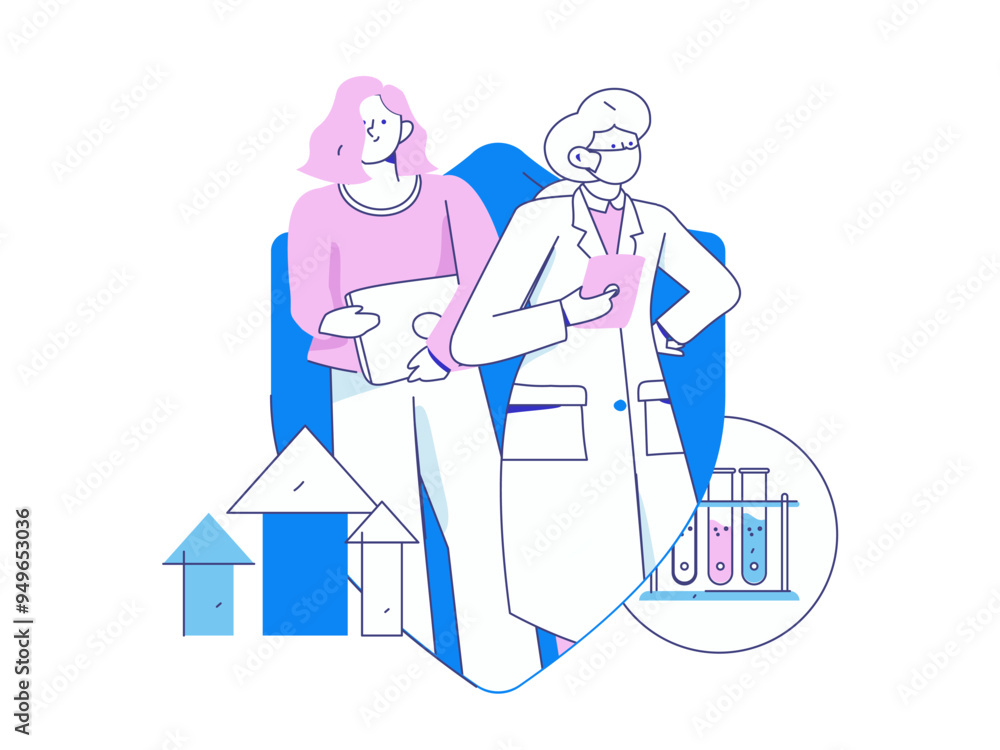 Medical characters fighting the epidemic flat vector concept operation hand drawn illustration
