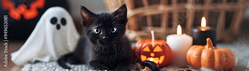 Spooky Black Kitten in Skel...