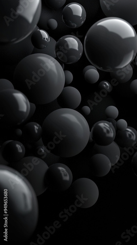 technological and futuristic background of sleek spheres on dark background