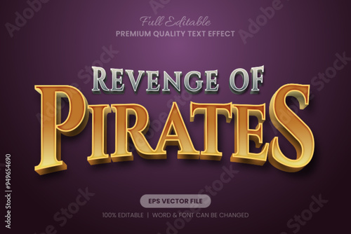 Revenge of Pirates Editable Text Effect, Font Graphic Style suitable for title adventure game theme