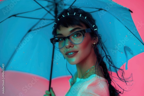 Girl with blue umbrella Girl with blue umbrella