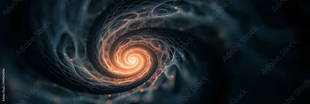 Fototapeta premium A mesmerizing abstract spiral background with a captivating swirling design in hues of orange and black. This image evokes feelings of depth, mystery, and the interconnectedness of all things. The swi