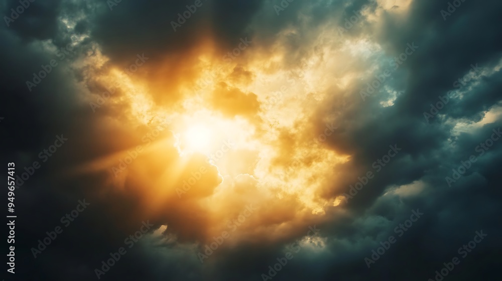 Golden Light Breaking Through Dark Clouds Golden Light Breaking Through Dark Clouds