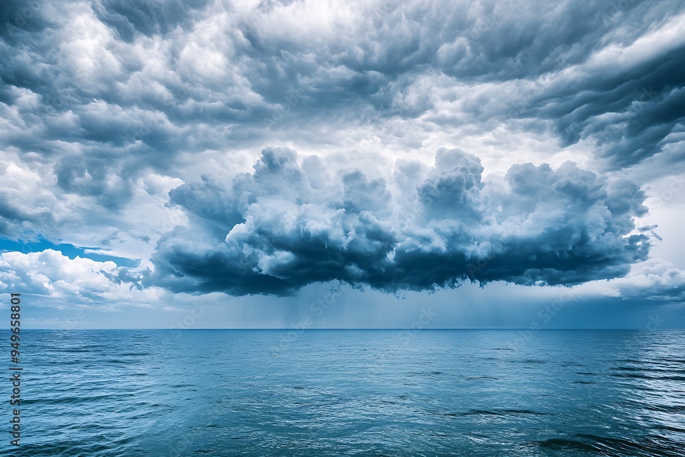 Dark Storm Clouds Over Calm Ocean Dark Storm Clouds Over Calm Ocean