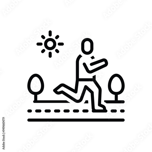 Black line icon for run