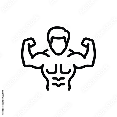 Black line icon for strong