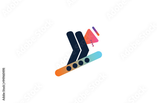 Video player flat logo design. Music player and video player icon