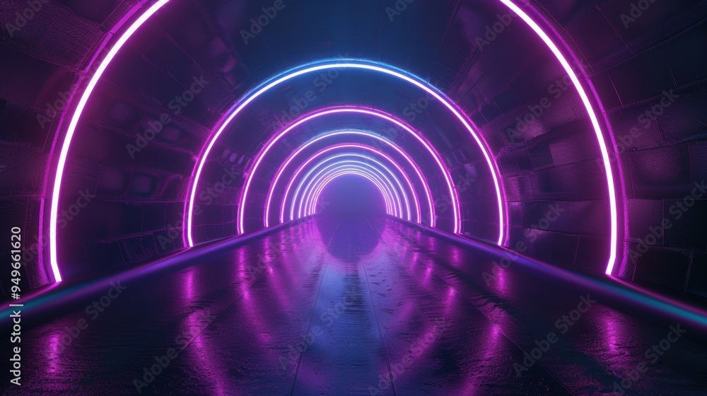 Neon Tunnel with Purple and Blue Lights Neon Tunnel with Purple and Blue Lights