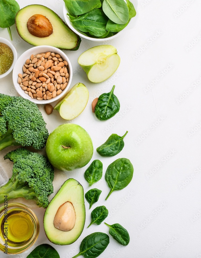 a combination of fresh fruits and green vegetables, creating a dish full of nutrition, generative ai a combination of fresh fruits and green vegetables, creating a dish full of nutrition, generative ai