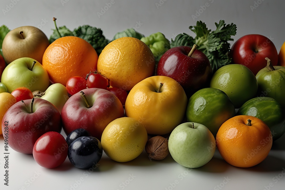 Apples, orange, pear, tangerine, lime, kale, plum, cherry Apples, orange, pear, tangerine, lime, kale, plum, cherry