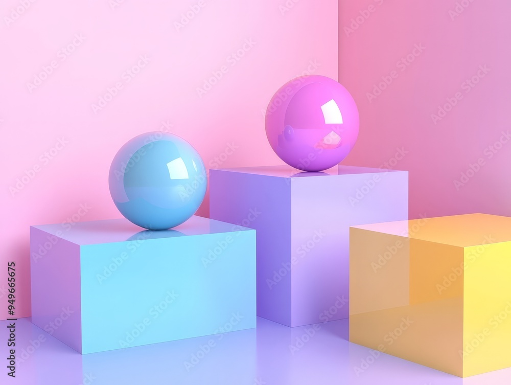 Pastel Colored Spheres on Cubes. Pastel Colored Spheres on Cubes.