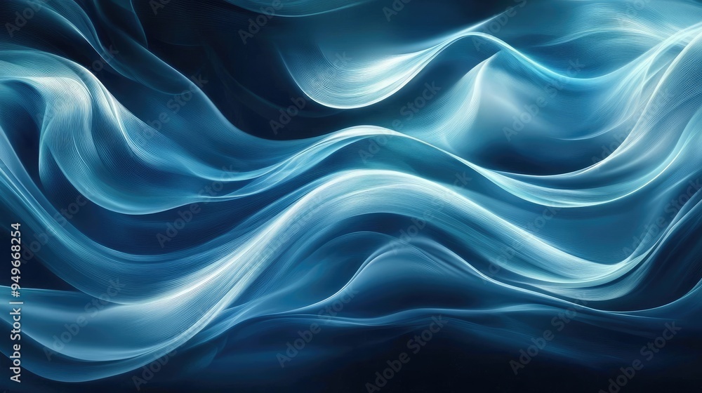 Shimmering digital waves in a stormy sea, with smooth flowing swirls, set against a dynamic abstract background, creating an elegant effect Shimmering digital waves in a stormy sea, with smooth flowing swirls, set against a dynamic abstract background, creating an elegant effect