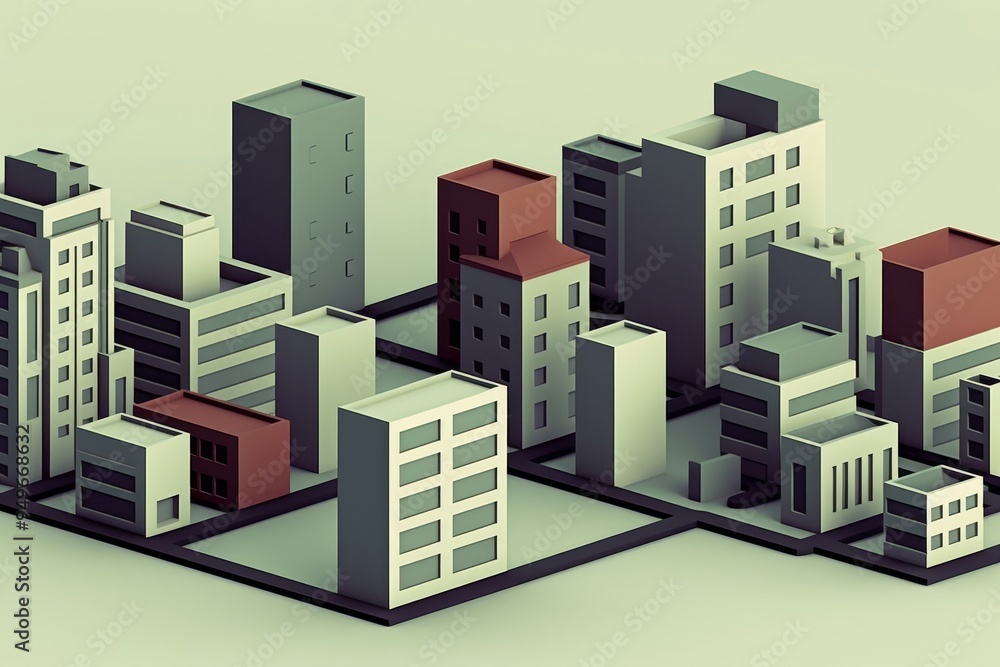 Geometric Cityscape: Minimalist Architecture in 3D Geometric Cityscape: Minimalist Architecture in 3D