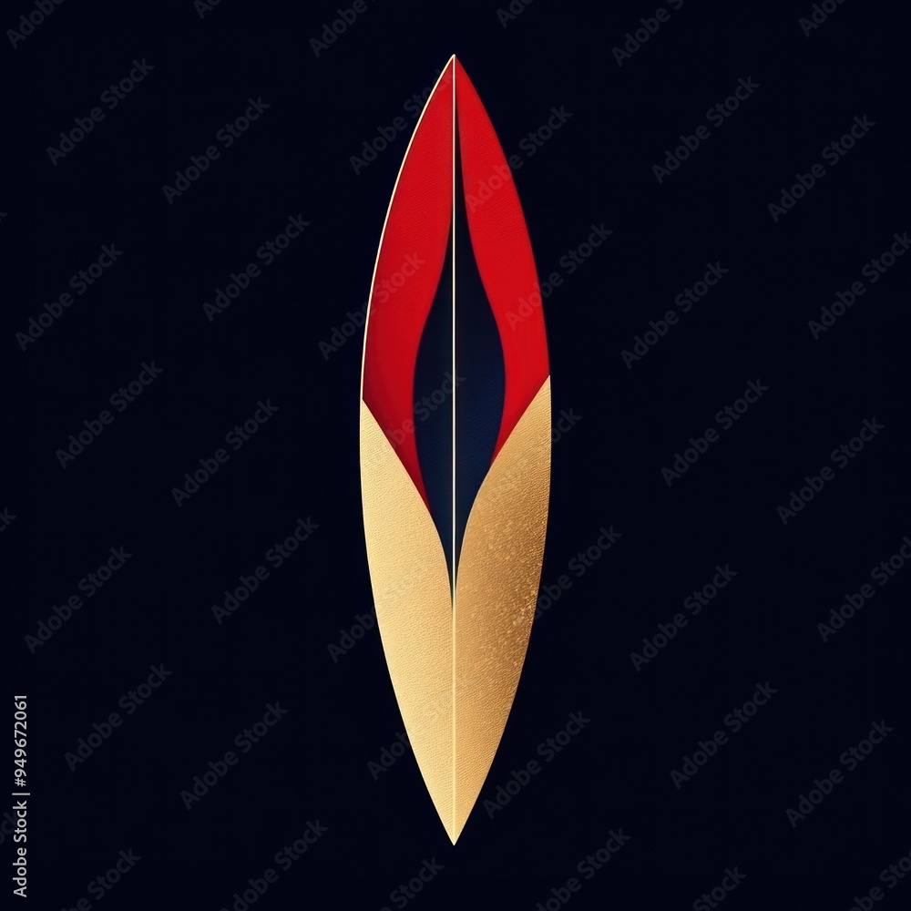 A stylized graphic design featuring a shape resembling a surfboard with vibrant colors. A stylized graphic design featuring a shape resembling a surfboard with vibrant colors.