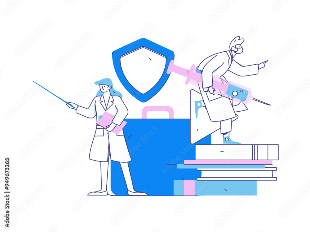 Medical characters fighting the epidemic flat vector concept operation hand drawn illustration
Medical characters fighting the epidemic flat vector concept operation hand drawn illustration