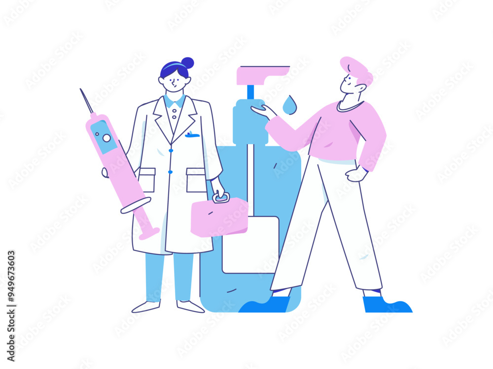 Medical characters fighting the epidemic flat vector concept operation hand drawn illustration
Medical characters fighting the epidemic flat vector concept operation hand drawn illustration