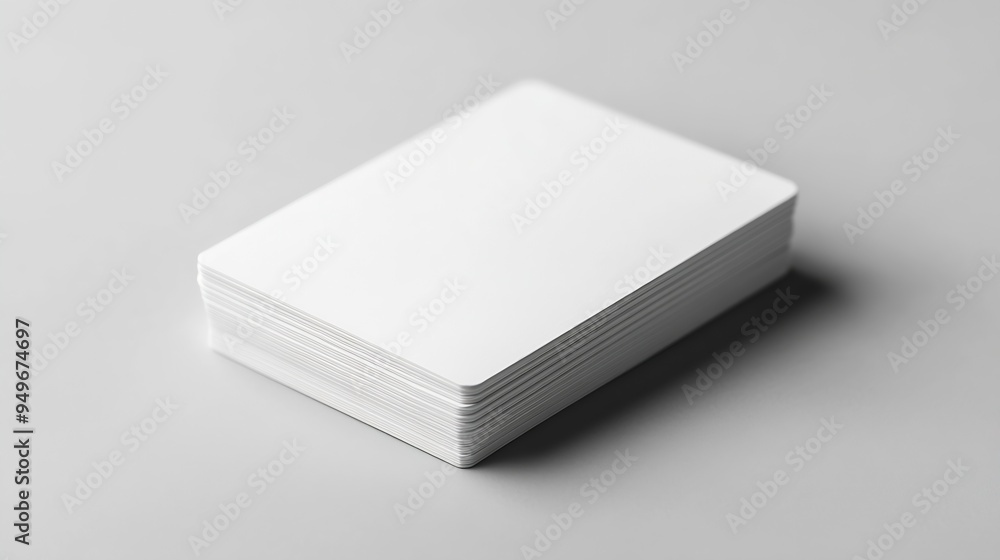 white plain blank empty round corner business card stack on isolated background : Generative AI white plain blank empty round corner business card stack on isolated background : Generative AI