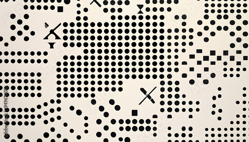 Wallpaper Mural Repeating patterns of small, simple shapes like dots, crosses, or lines, spaced out across a solid background Torontodigital.ca