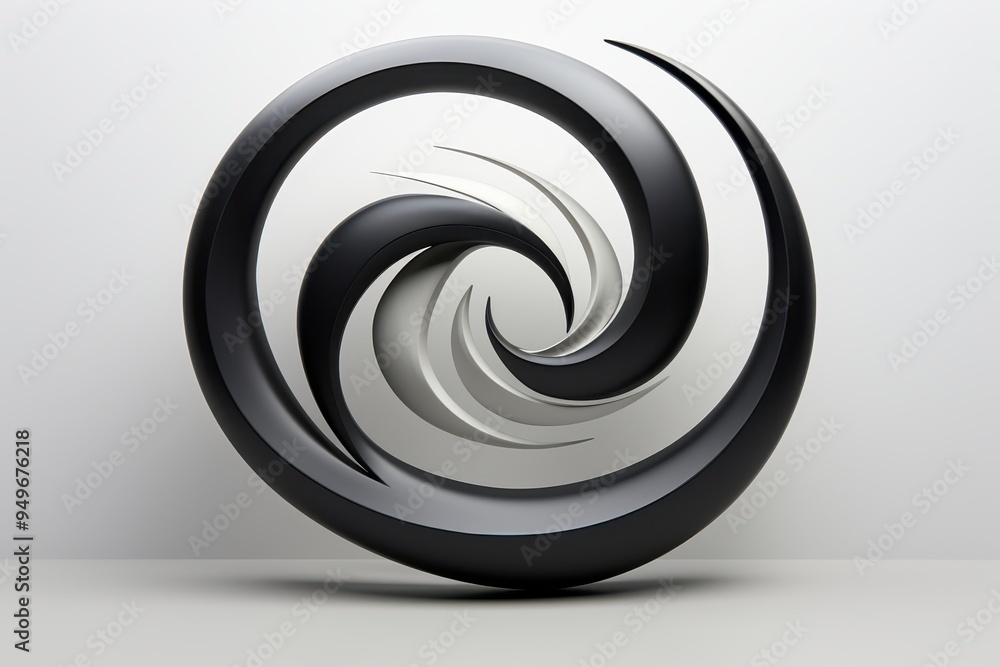 Black and White Abstract Spiral Sculpture Black and White Abstract Spiral Sculpture