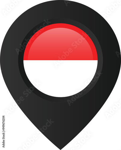 Free Download Map pointer with the flag of Indonesia. Black location pin on transparent background - GFXLoad