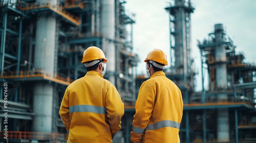 Team of civil engineers or technicians with safety suits working closely to check the cement or concrete board factory Cooperation among coworkers or experts in a construction site : Generative AI Team of civil engineers or technicians with safety suits working closely to check the cement or concrete board factory Cooperation among coworkers or experts in a construction site : Generative AI