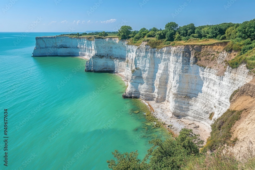White Cliffs and Turquoise Water in a Coastal Landscape White Cliffs and Turquoise Water in a Coastal Landscape
