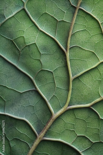 Leafy texture, macro shot of fresh leaf, detailed veins