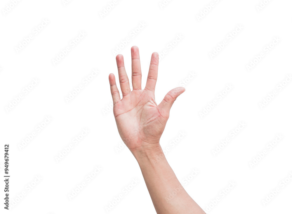 Man hand reaching out and showing five fingers gesture isolated on white background. Clipping Path Man hand reaching out and showing five fingers gesture isolated on white background. Clipping Path