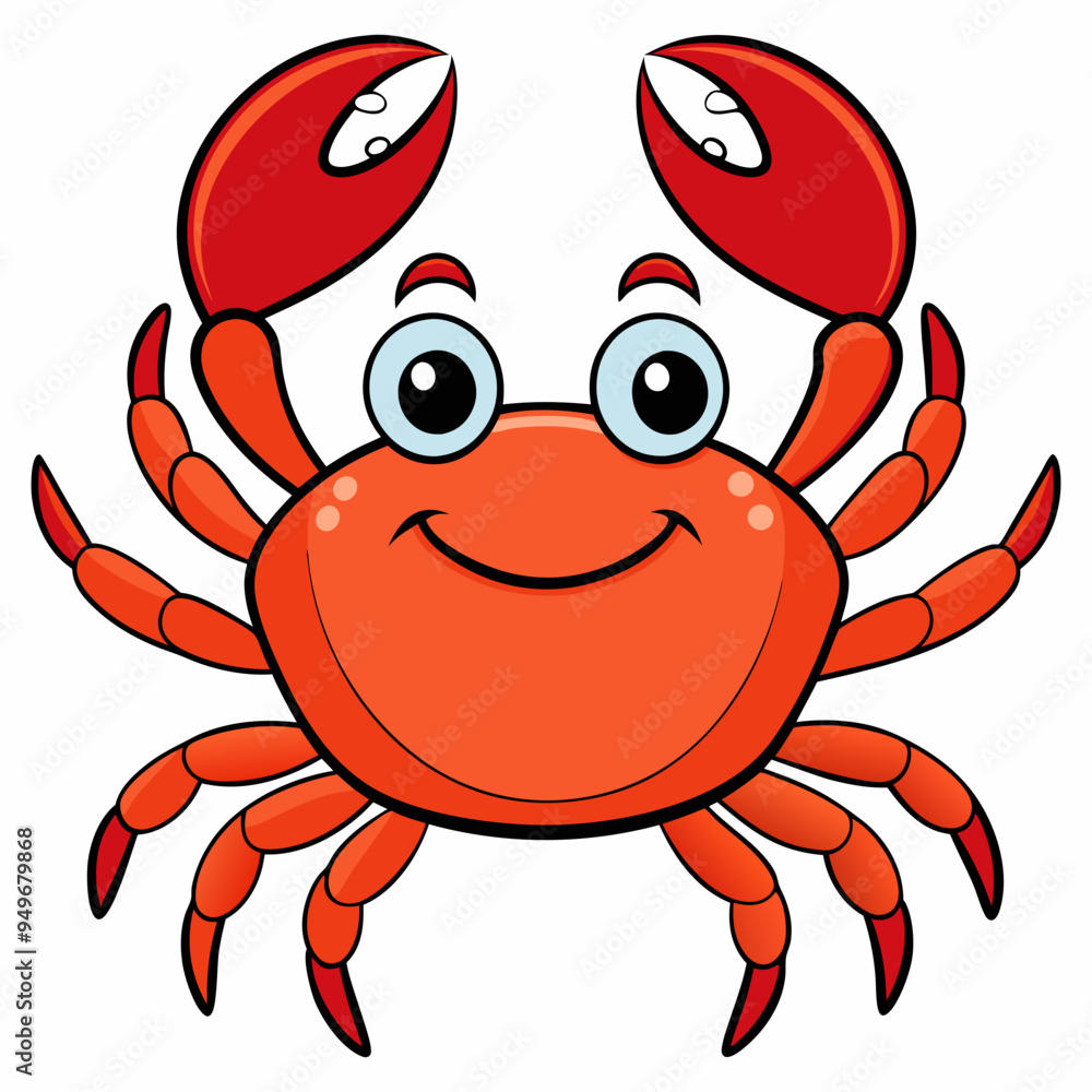 Fototapeta premium High details cartoon crab Vector illustration Isolated on white background